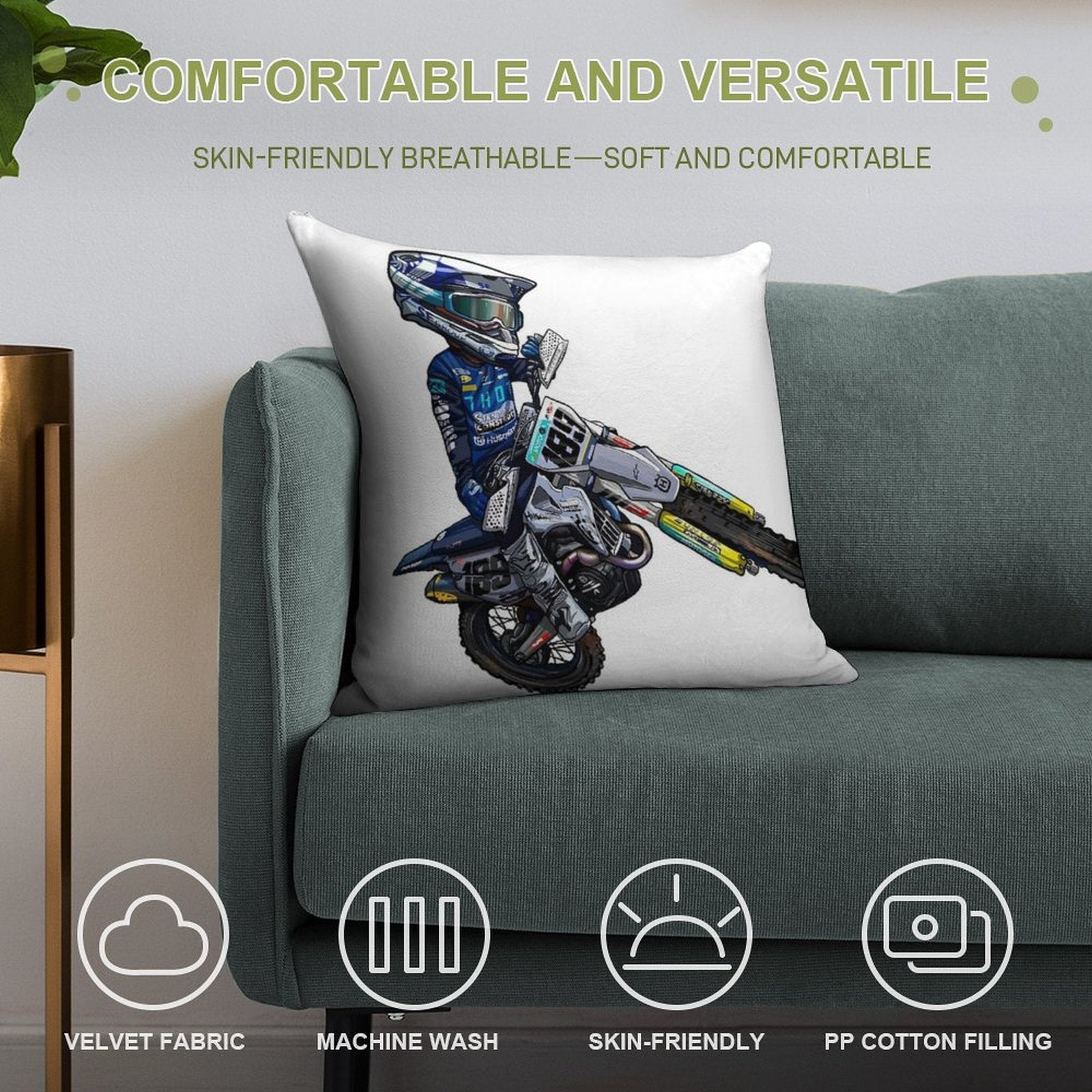 Dirt Bike Studios Collection 189 Soft Durable Construction Throw Pillow