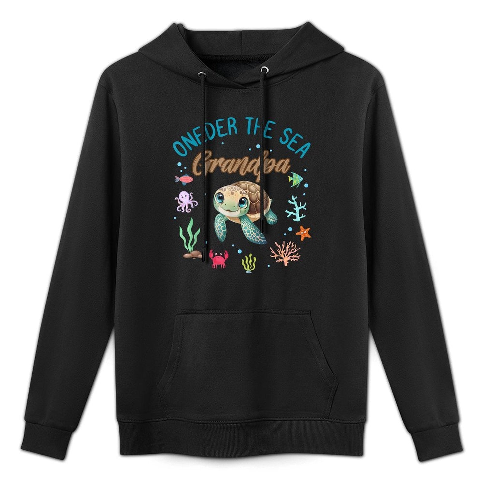 Oneder The Sea Grandpa Sea Turtle Theme Matching Family Breathable Fabric Hoodie