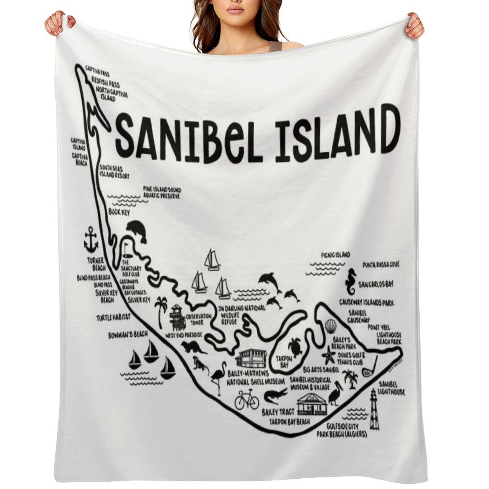 Sanibel Island Map Quick-dry Throw Blanket