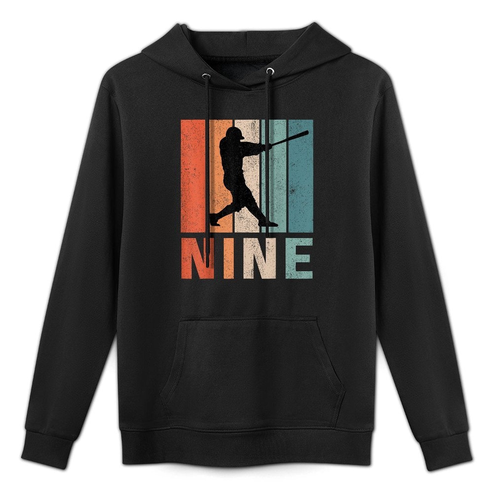 9th Birthday Retro Baseball Player Boys Kids 9 Years Old Colorfast Hoodie