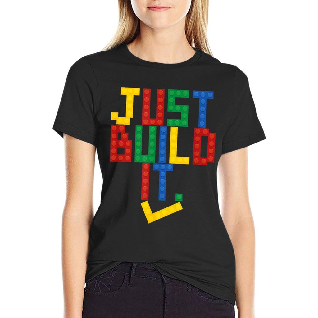 Just Build It Master Builder Building Block Boys Girls  Rolled Sleeves T-Shirt