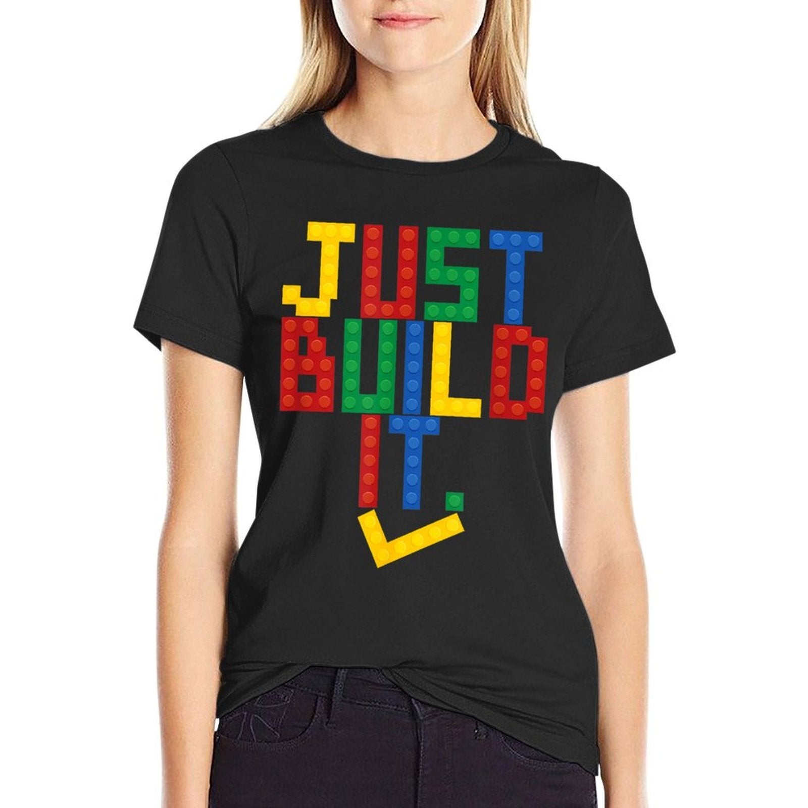 Just Build It Master Builder Building Block Boys Girls  Rolled Sleeves T-Shirt