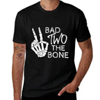 Bad Two The Bone Birthday 2 Years Old Birthday  Ribbed Collar T-Shirt