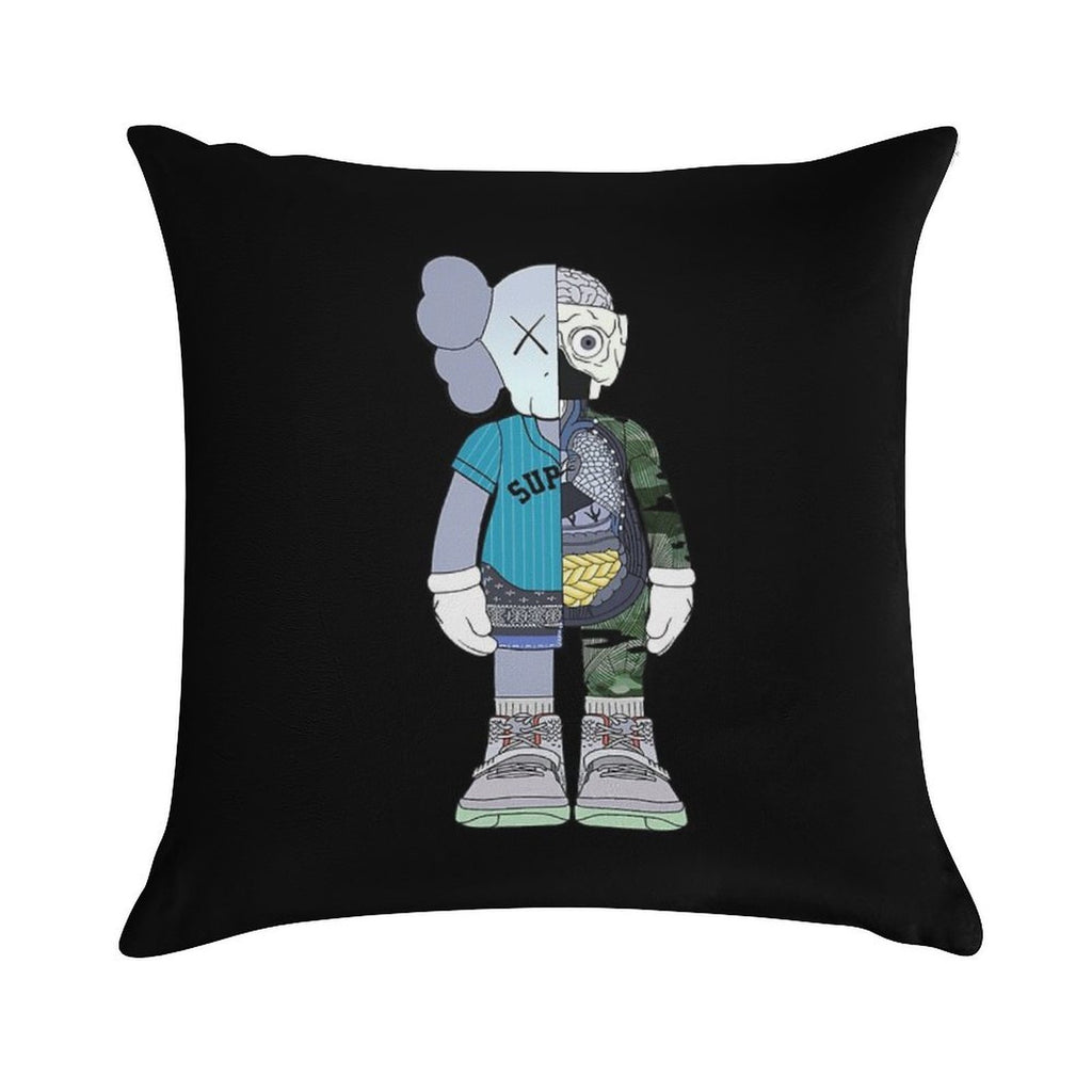 Half Robot Soft Luxury Feel Throw Pillow