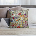 Embroidered Wildflowers Soft Gift Ready Throw Pillow