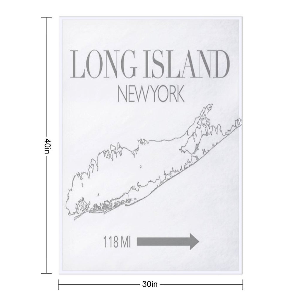 Long Island Map Machine-washable Throw Blanket