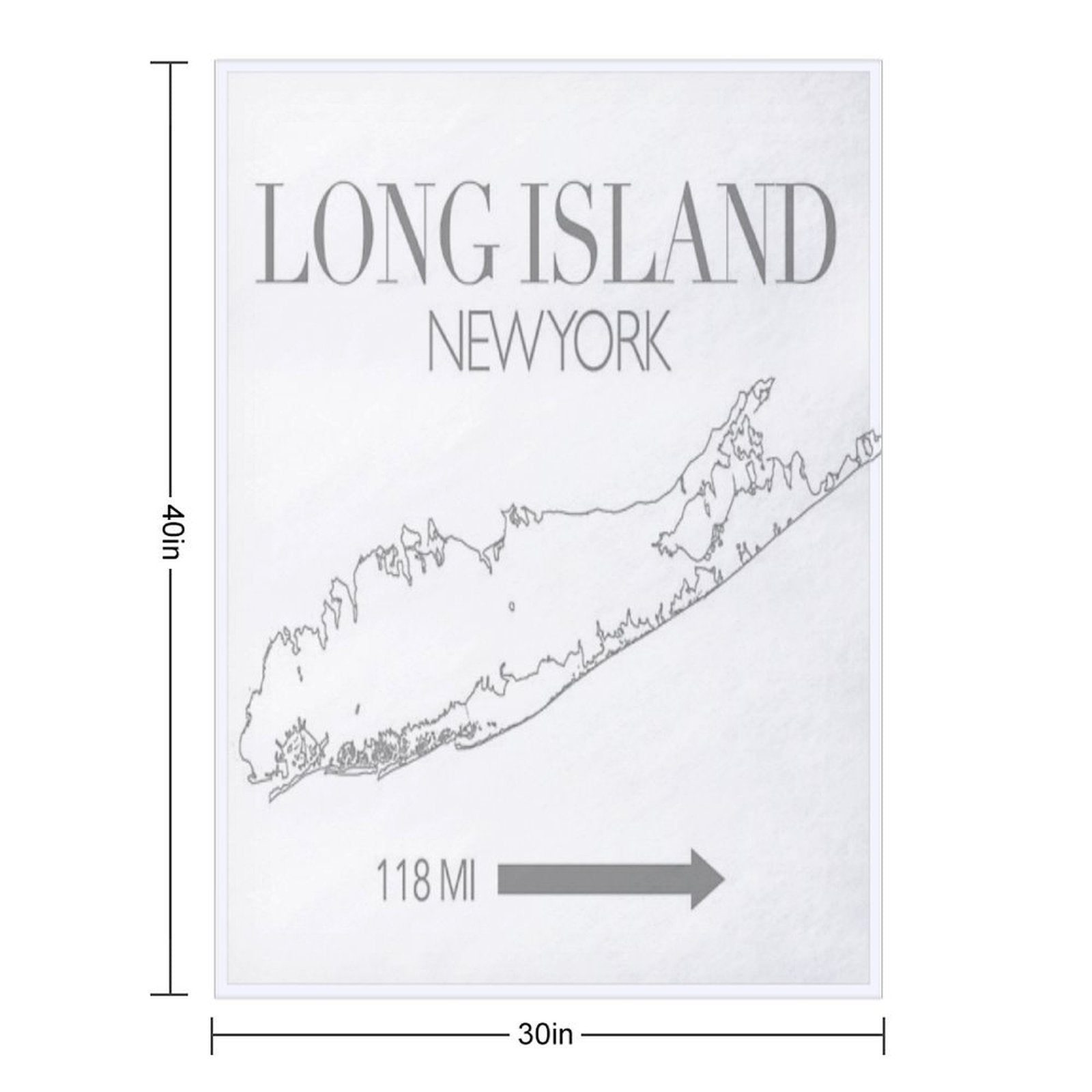 Long Island Map Machine-washable Throw Blanket