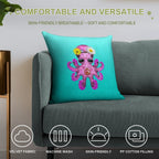 Cute Pink Baby Octopus Hippie Soft Multiple Sizes Throw Pillow