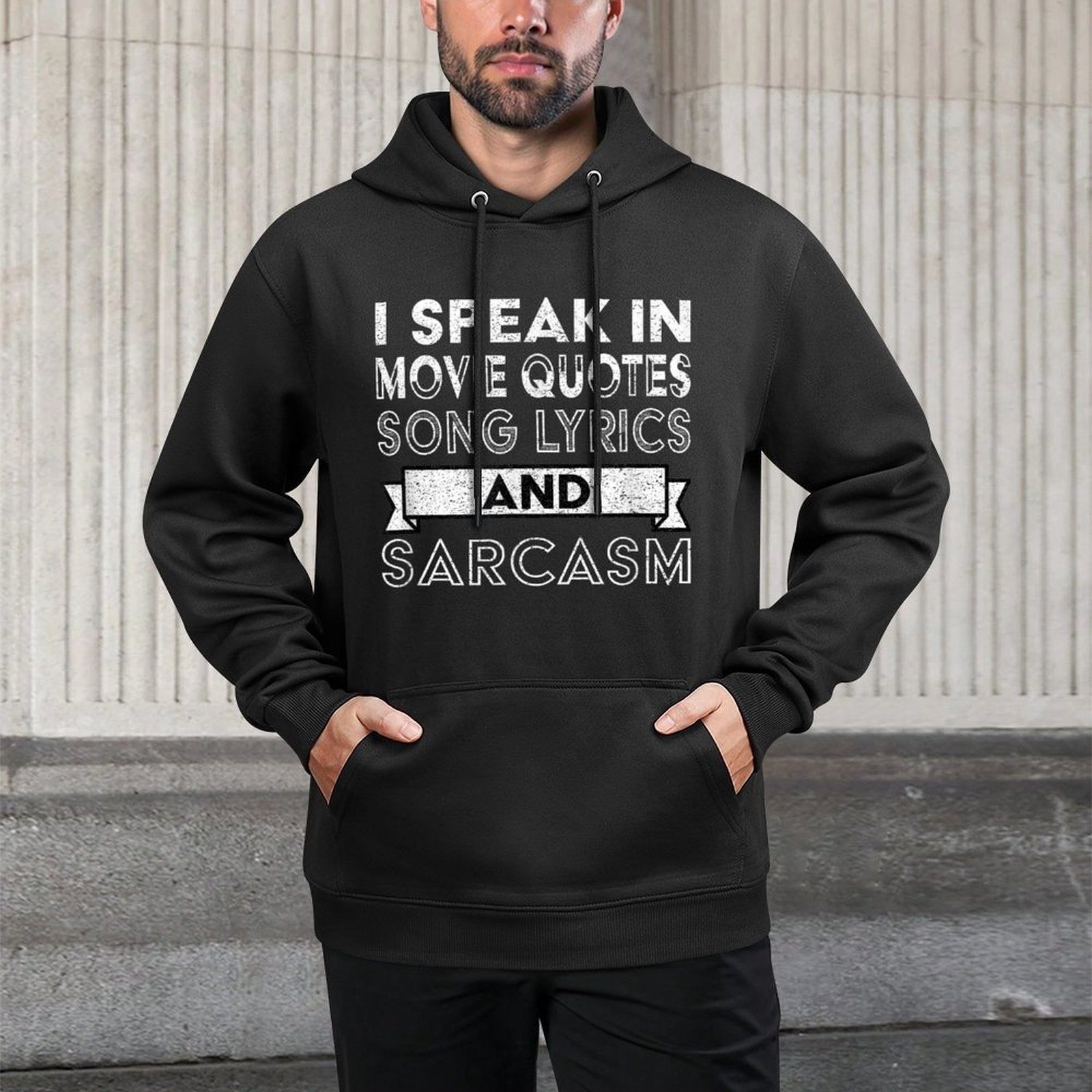 I Speak In Movie Quotes Song Lyric  Sarcasm Funny Vintage Cotton-Polyester Blend Hoodie