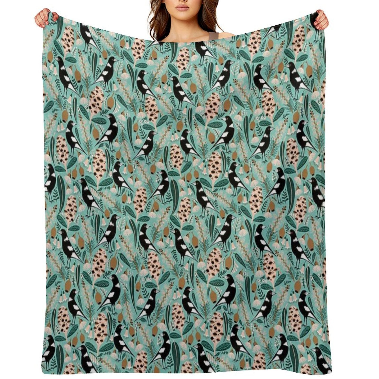 Australian Bush Magpies Wrinkle-free Throw Blanket