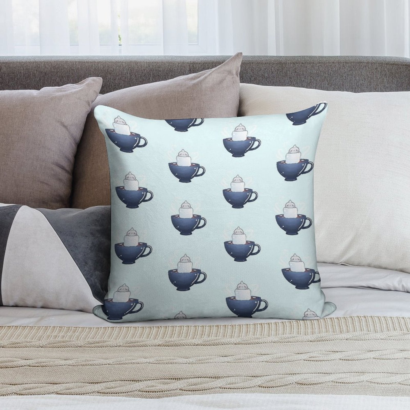 Seal Hot Chocolate Art Print Soft Luxury Feel Throw Pillow