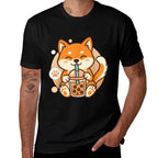 Cute Shiba Inu Dog Bubble Boba Tea Anime Kawaii Neko Gift  Relaxed-fit T-Shirt