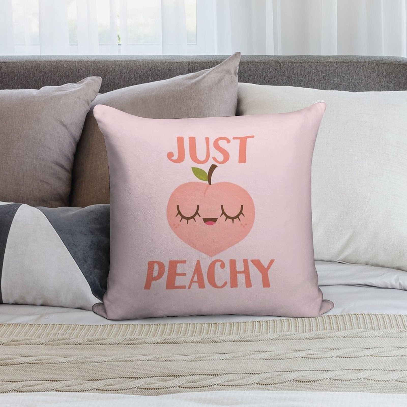 Just Peachy Soft Fade-Resistant Throw Pillow