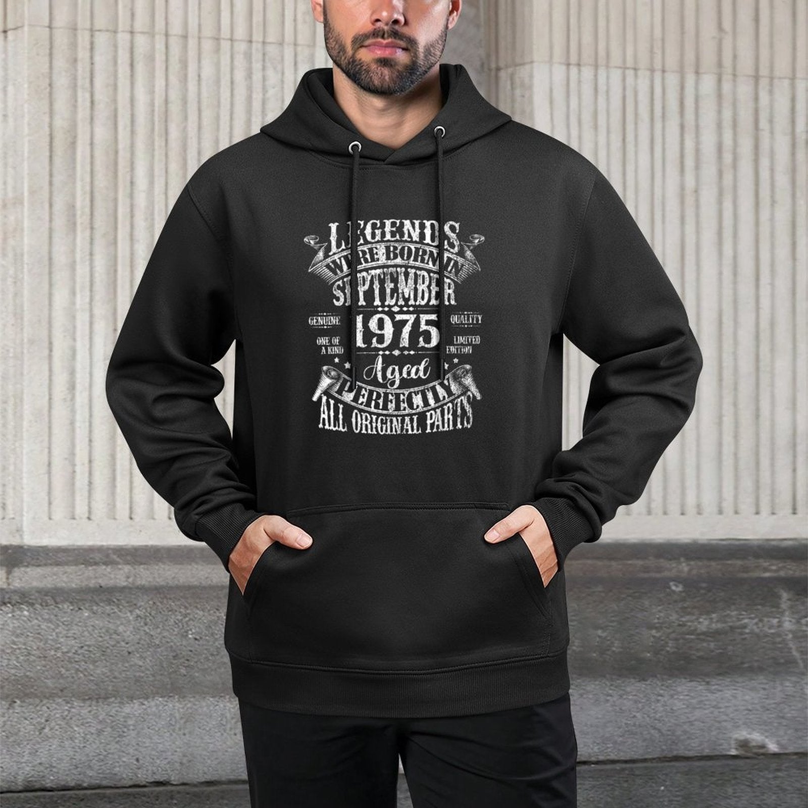 Legends Were Born In September 1975 50th Birthday Gifts Men Kangaroo Pocket Hoodie