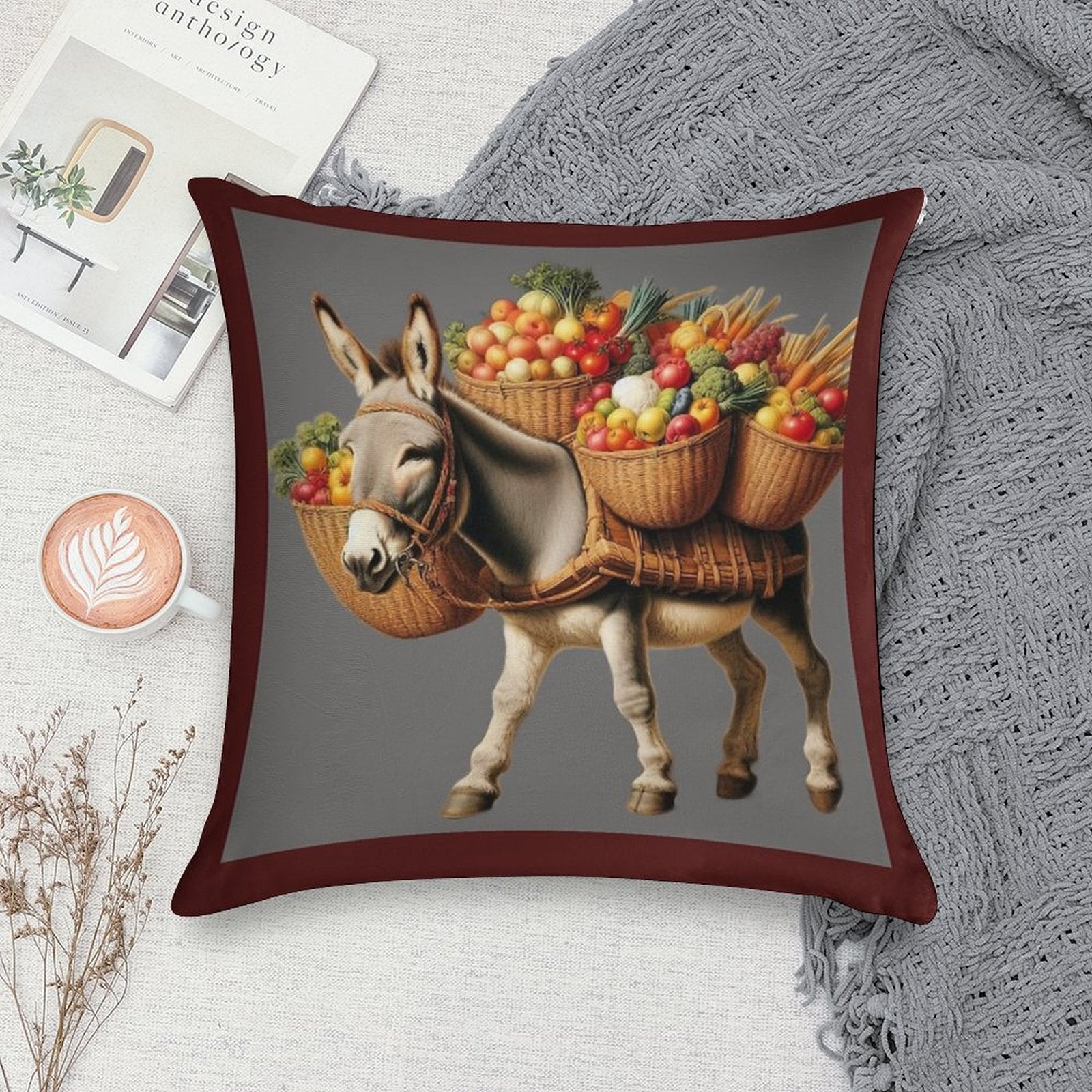 Donkey Market Soft Gift Ready Throw Pillow
