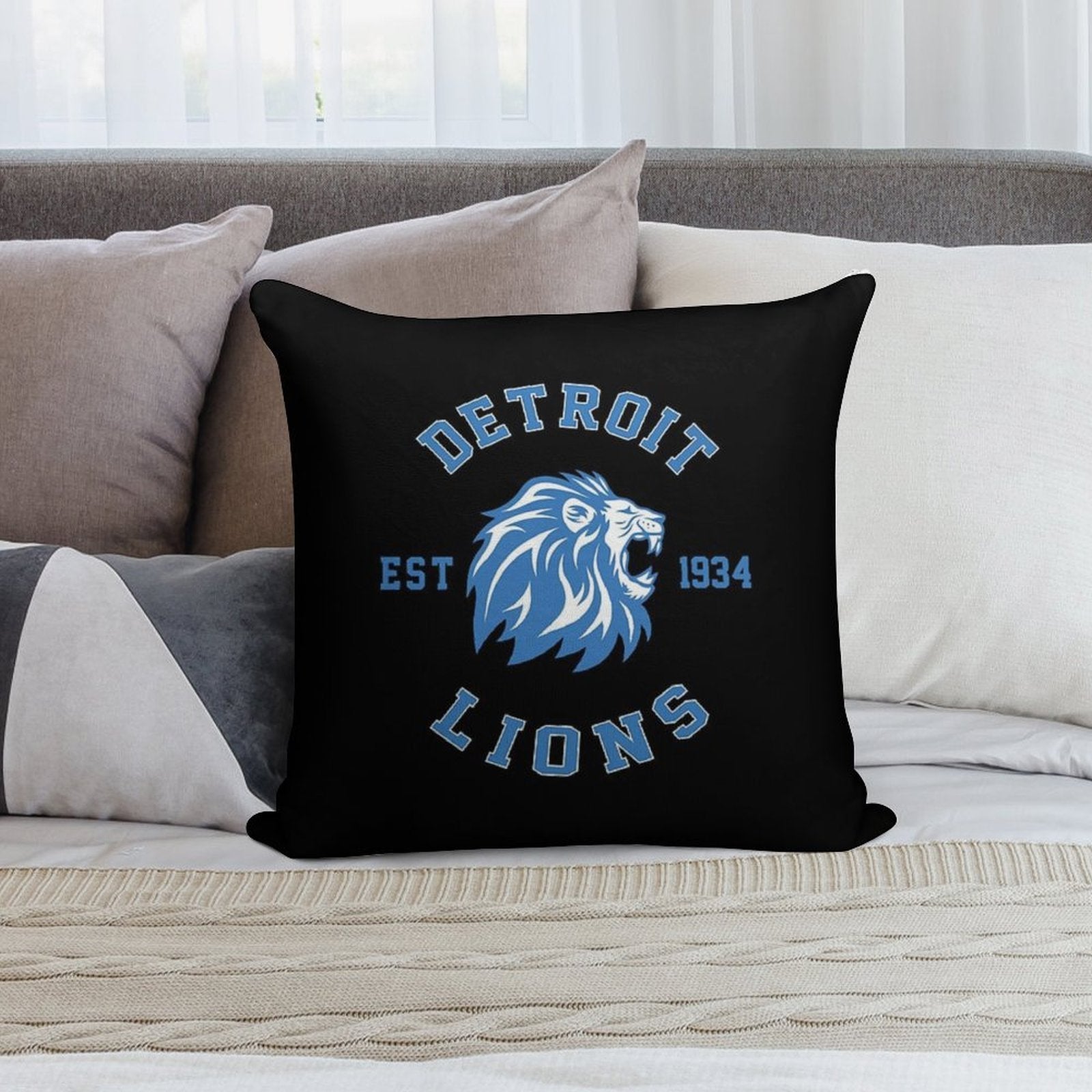 Art - Detroit Lions Soft Washable Throw Pillow