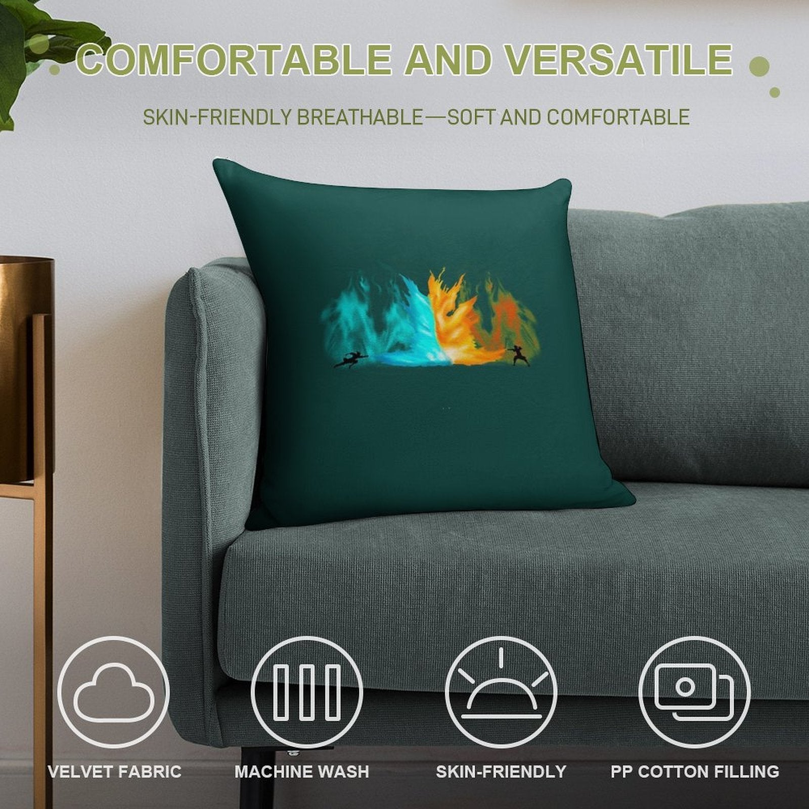 Avatar - Agni Kai Soft Hidden Zipper Throw Pillow