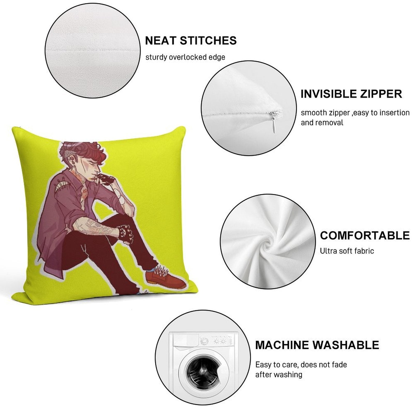 Punk!Lock Soft High-Density Material Throw Pillow