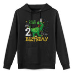 Dinosaur Birthday 2 Years Old Boy & Girl Funny Quote Graphic Colorfast Hoodie