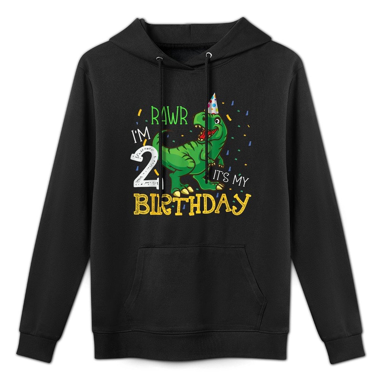 Dinosaur Birthday 2 Years Old Boy & Girl Funny Quote Graphic Colorfast Hoodie