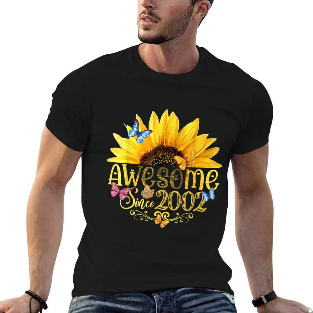 Awesome Since 2002 Sunflower 21st Birthday Vintage 2002  Cotton T-Shirt