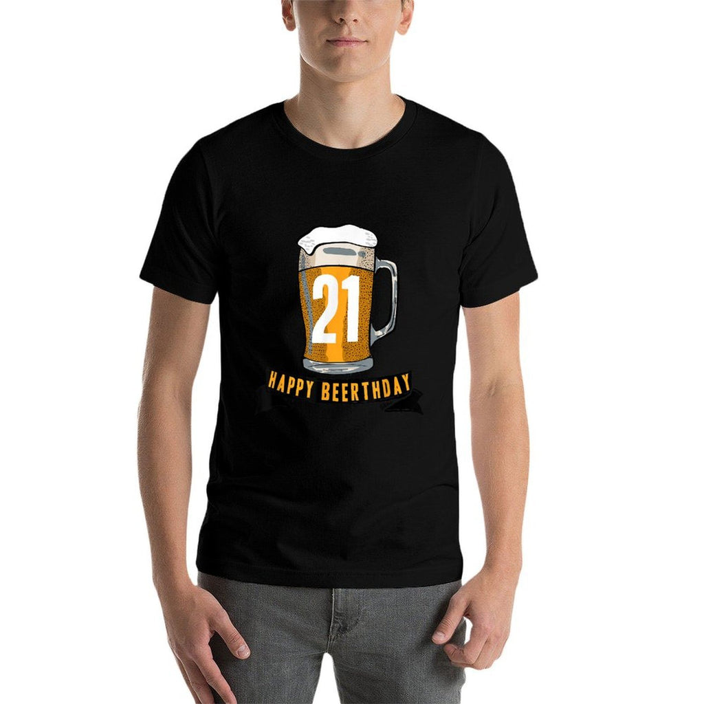 21st Birthday Happy Beerthday Party  Heathered Texture T-Shirt
