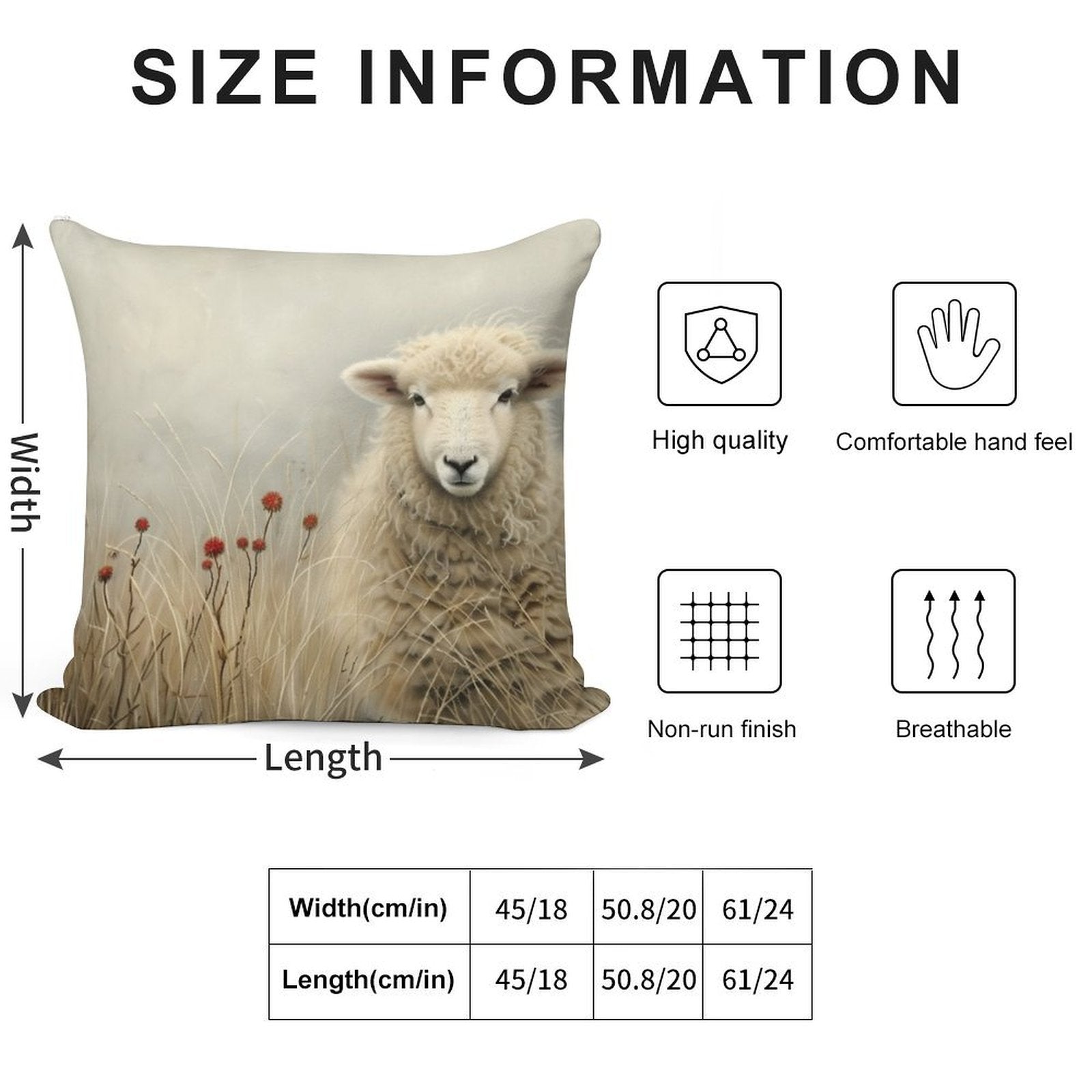 Bonny The Sheep Soft Skin-Friendly Throw Pillow
