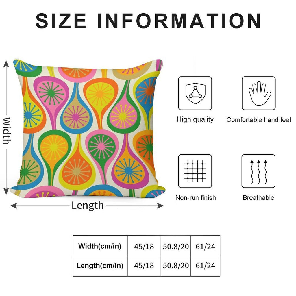 Colorful And Bright Mid Century Modern Atomic Drops Retro Pattern Soft Gift Ready Throw Pillow