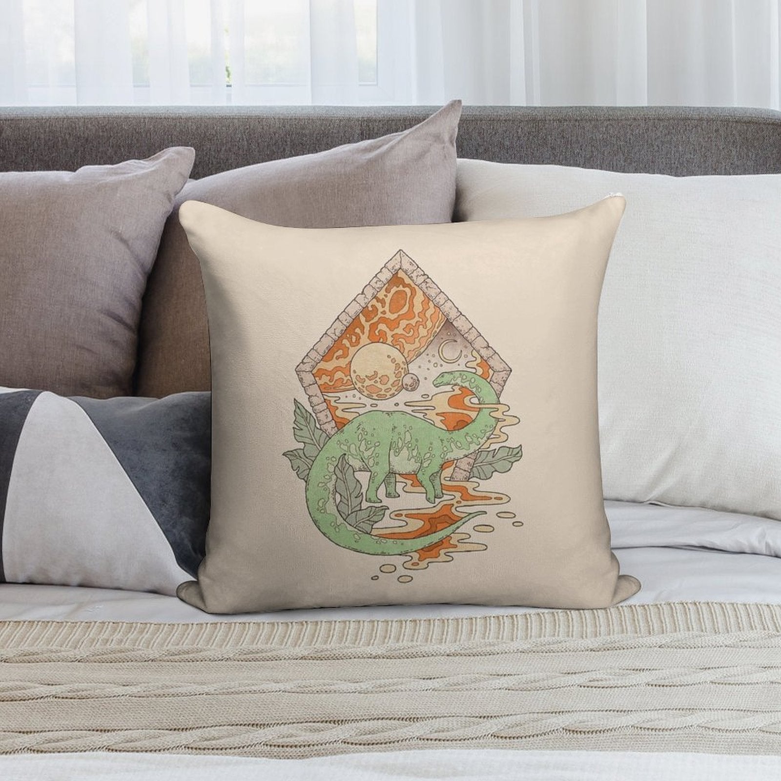 Aeon Archway Apatosaurus  Dinosaur Sci-Fi Space Art Soft Warmth Comfort Throw Pillow
