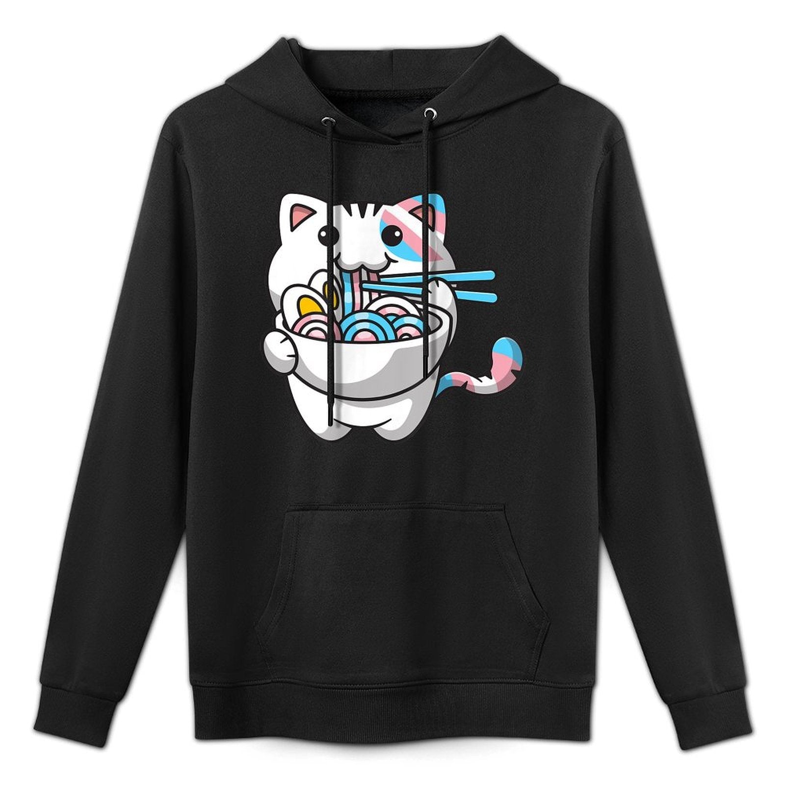 Transgender Pride Kawaii Cat Ramen Noodles Trans Colorfast Hoodie