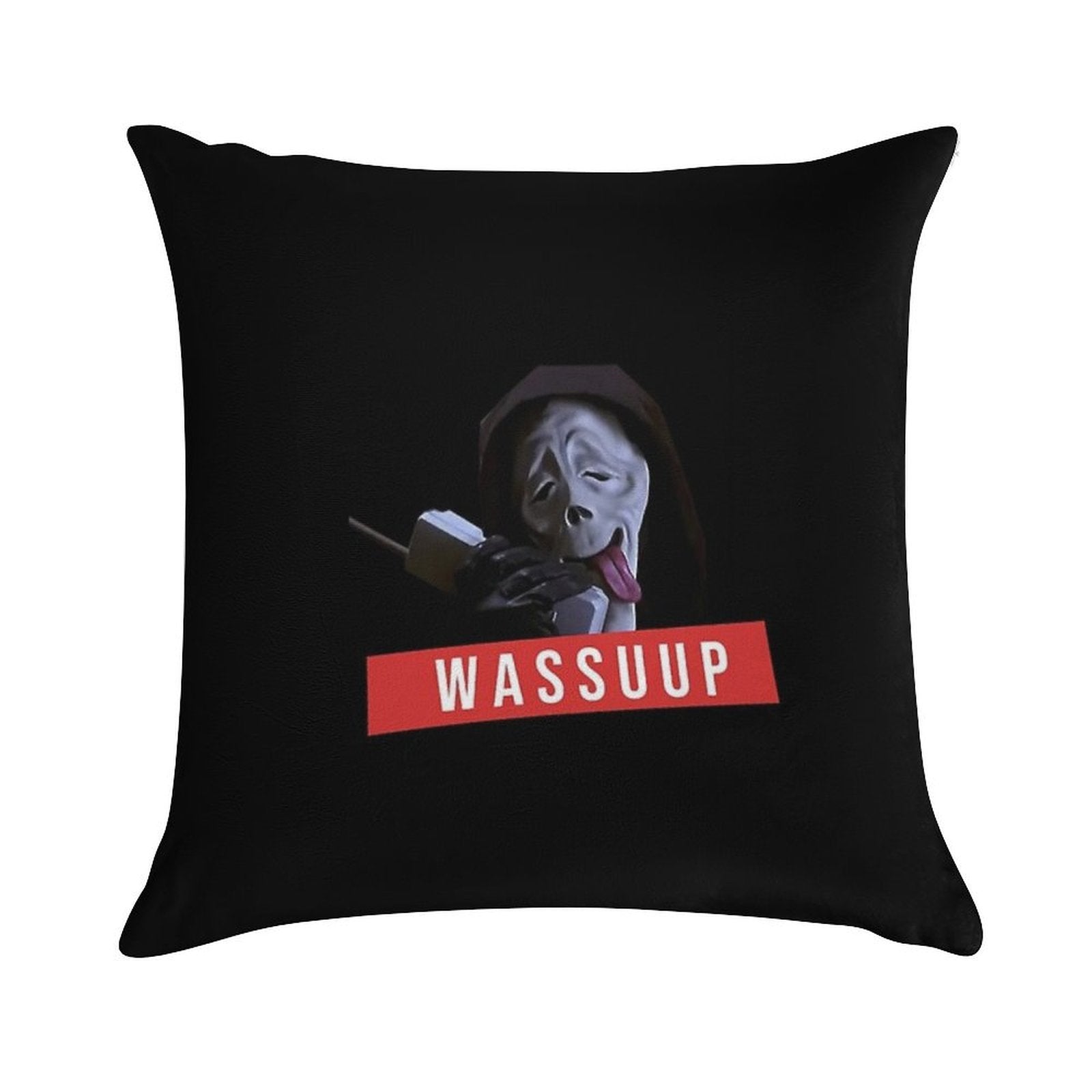 Wassup Scream Scary Movie Fun Soft Short Plush Fabric Throw Pillow