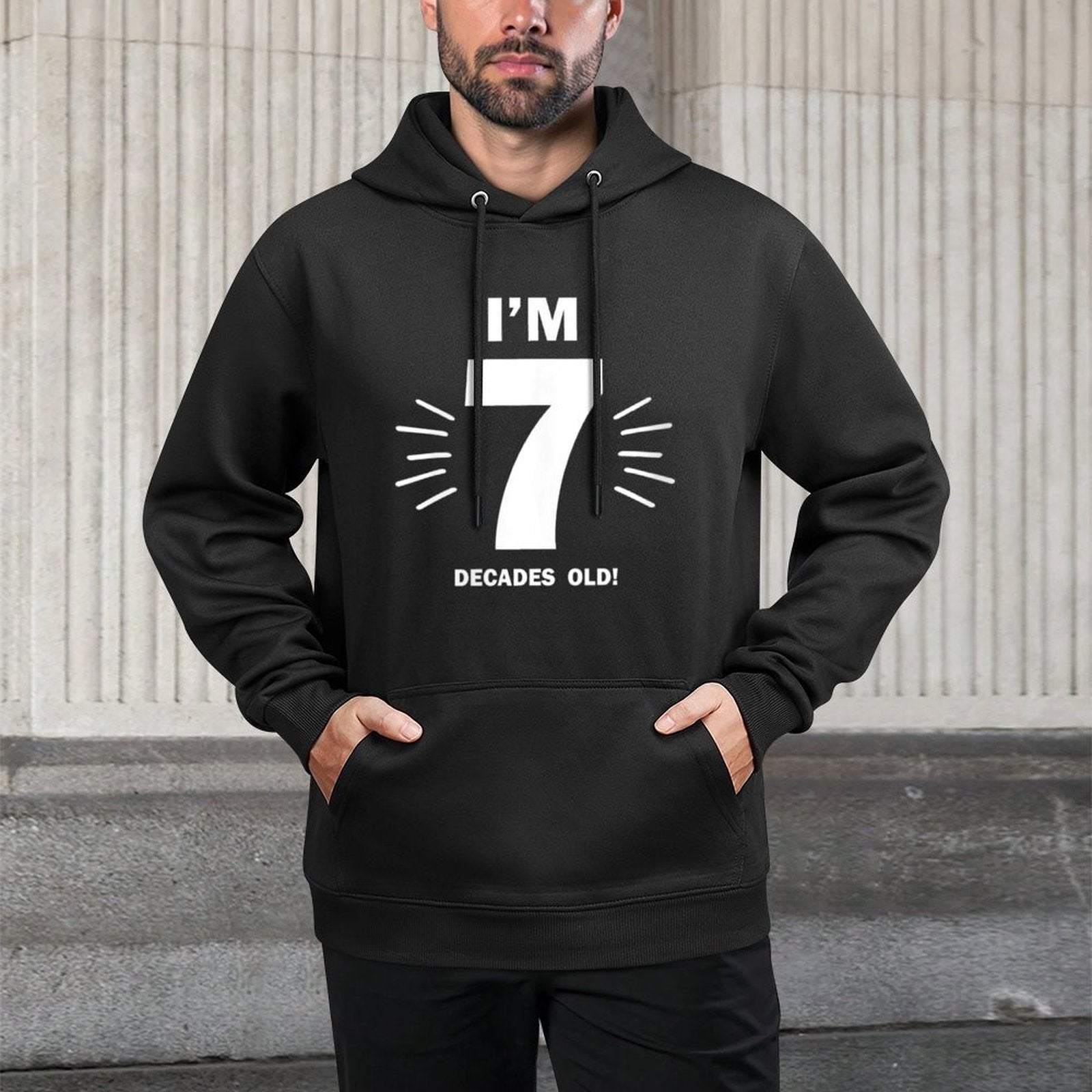 Womens Funny 70th Birthday Gift for 70 Year Old, 7 Decades Layering Staple Hoodie