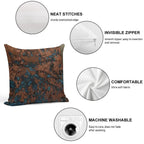 Brown Blue Copper Rust Soft Skin-Friendly Throw Pillow