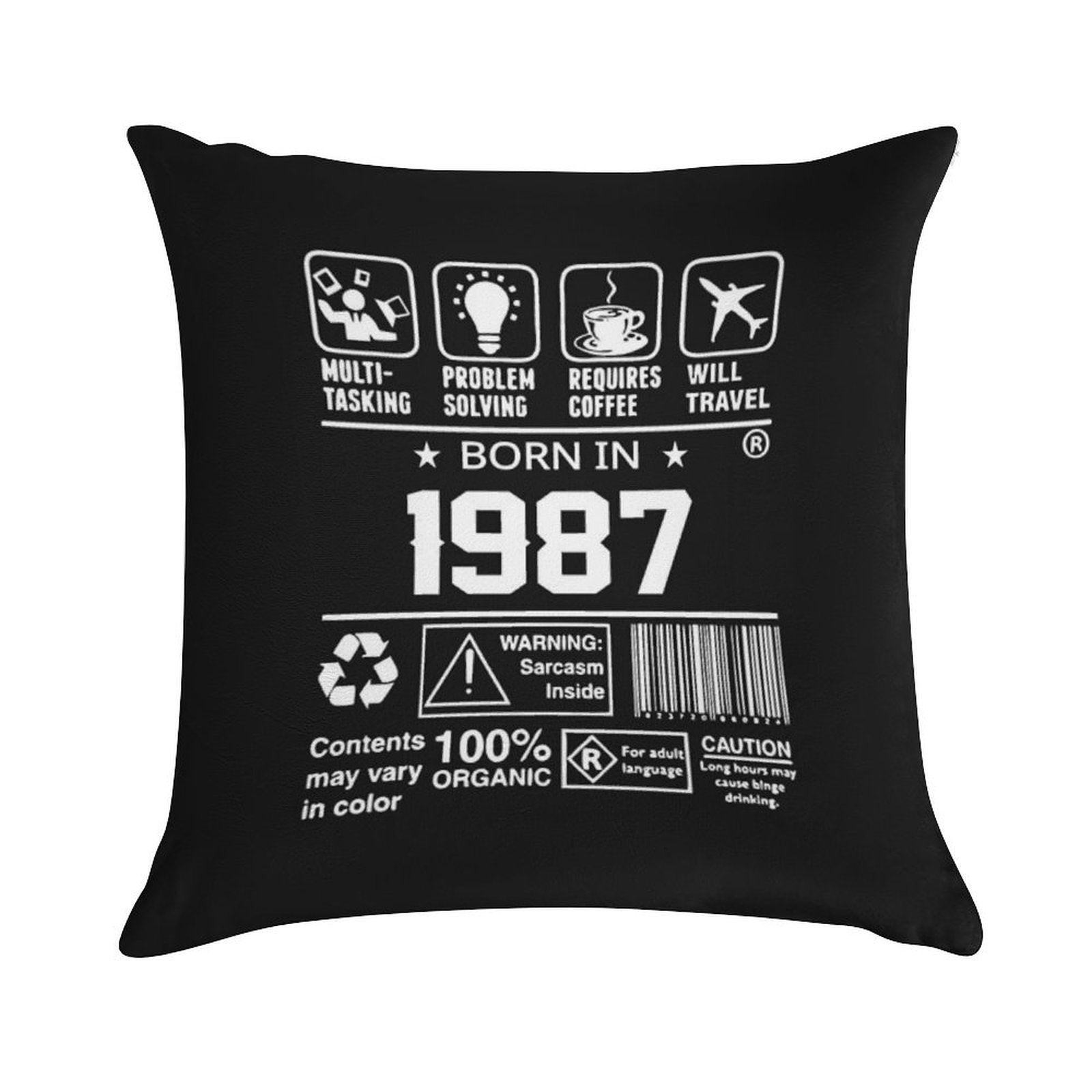 1987 Birthday Party Organic Soft Home Decor Throw Pillow