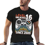 16th Birthday Boy Level 16 Gamer 16 Year Video Game Party  Graphic-printed T-Shirt
