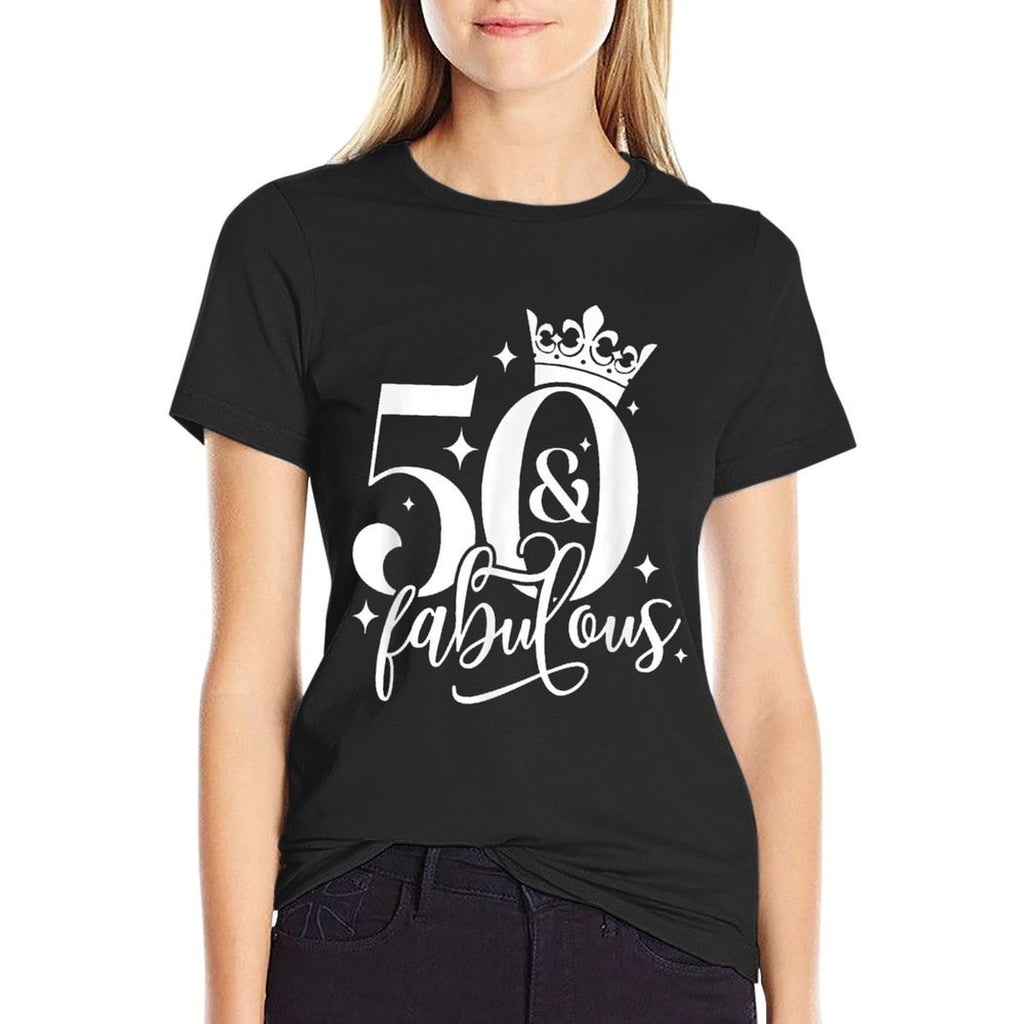 Cool Birthday 50 And Fabulous, 50th Birthday, Birthday Queen, Birthday  Ribbed Collar T-Shirt