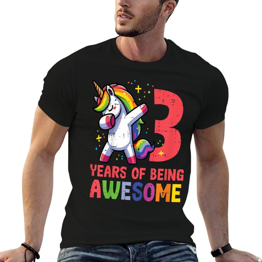 Kids 3 Years Of Being Awesome Unicorn Dab 3rd Birthday Girls Kids  Versatile T-Shirt