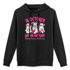 In October We Wear Pink Nurse Ghost Halloween Breast Cancer Easy Care Hoodie