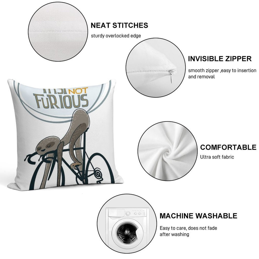 Funny Cycling Sloth Soft Style Accent Throw Pillow