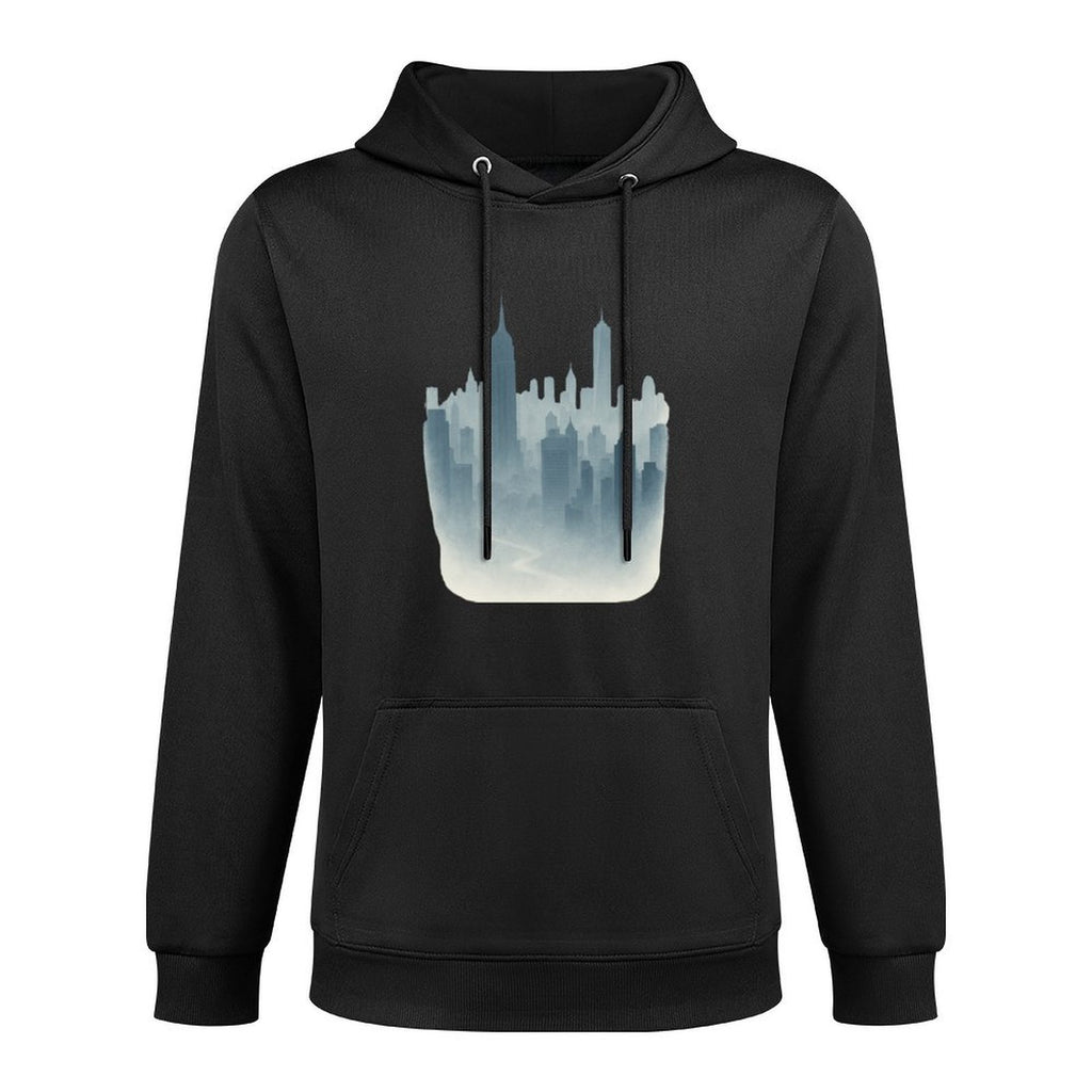 New York Skyline in Fog - Moody Cityscape Adjustable Hood Hoodie