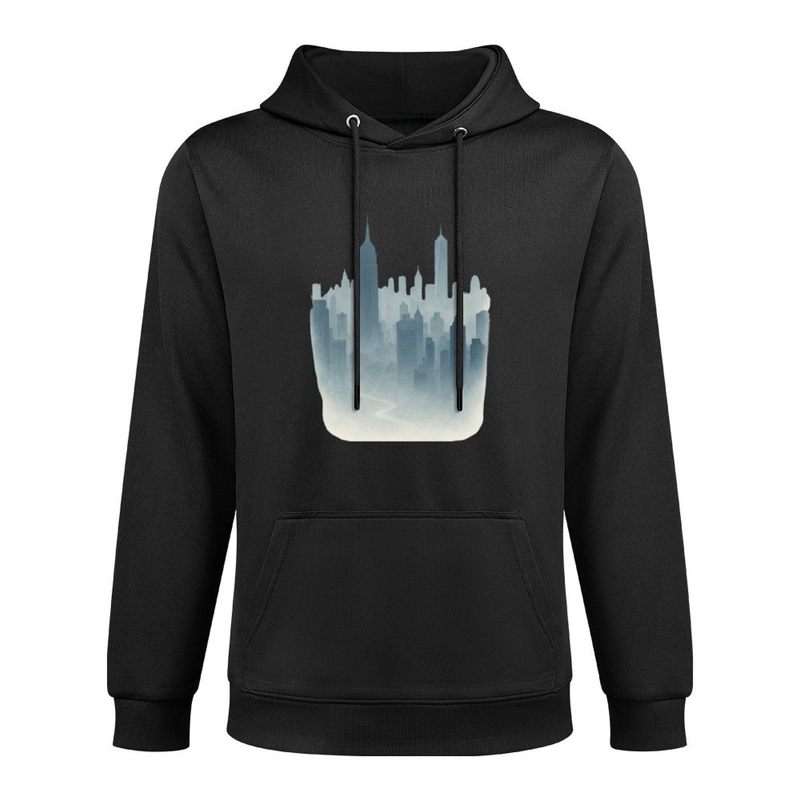 New York Skyline in Fog - Moody Cityscape Adjustable Hood Hoodie