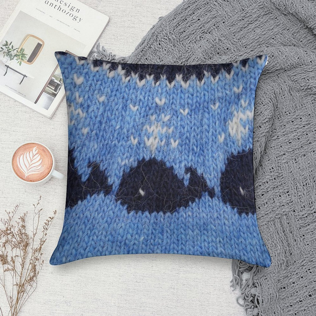 Icelandic Sweater Pattern - Whales Soft Home Decor Throw Pillow