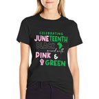 Celebrating Juneteenth Black Mixed with History Pink  Polyester Blend T-Shirt