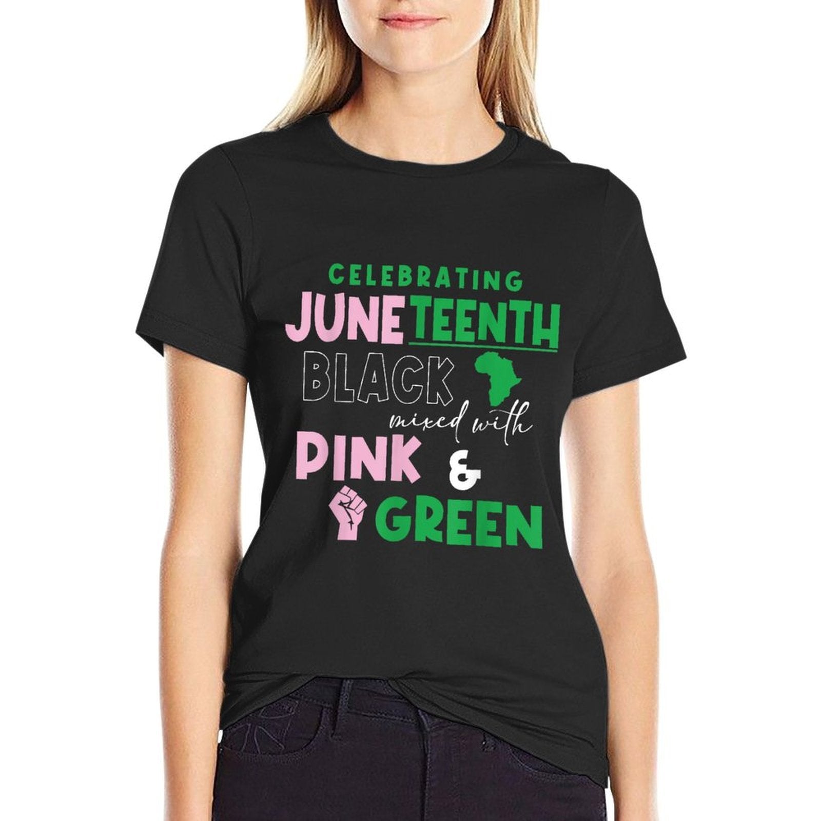 Celebrating Juneteenth Black Mixed with History Pink  Polyester Blend T-Shirt