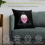Skull in Triangle on Black Soft Warmth Comfort Throw Pillow