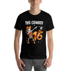 16 Year Old Cowboy Western Dabbing Skeleton 16th Birthday  Heathered Texture T-Shirt