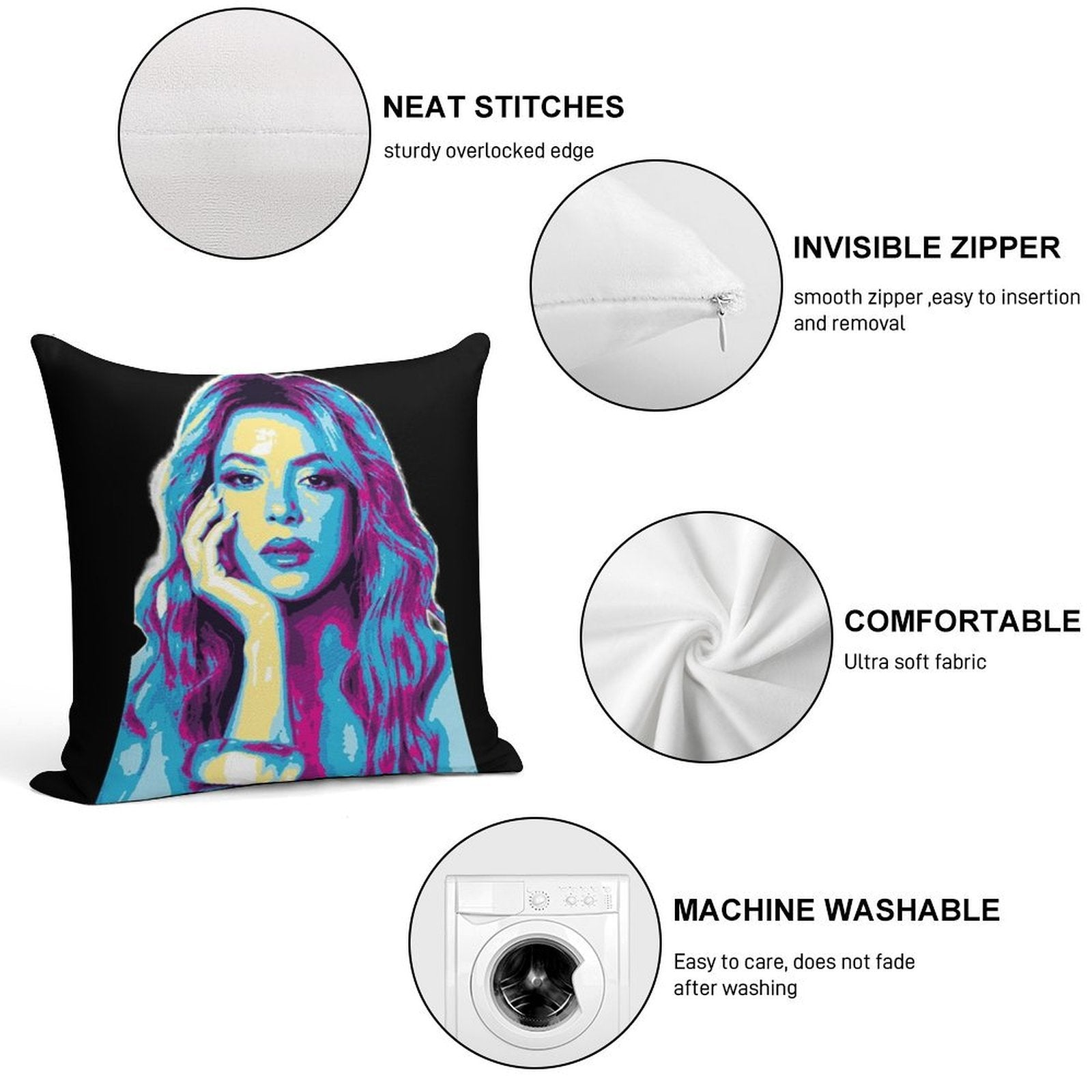 Shakira Retro 80s Soft Home Decor Throw Pillow