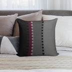 Modern Burgundy Black Grey Dot Stripes Soft High-Density Material Throw Pillow