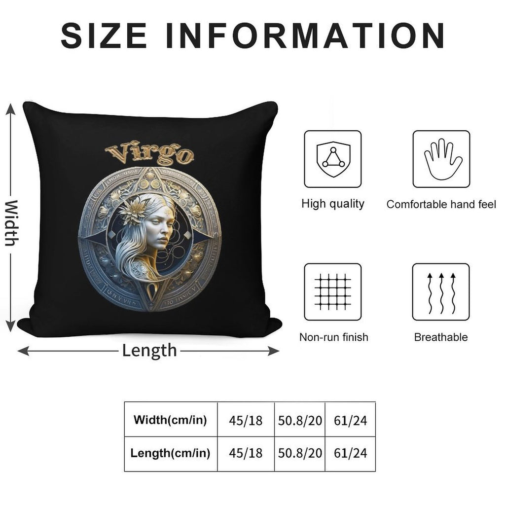 Virgo Zodiac Sign Soft Decorative Cover Throw Pillow