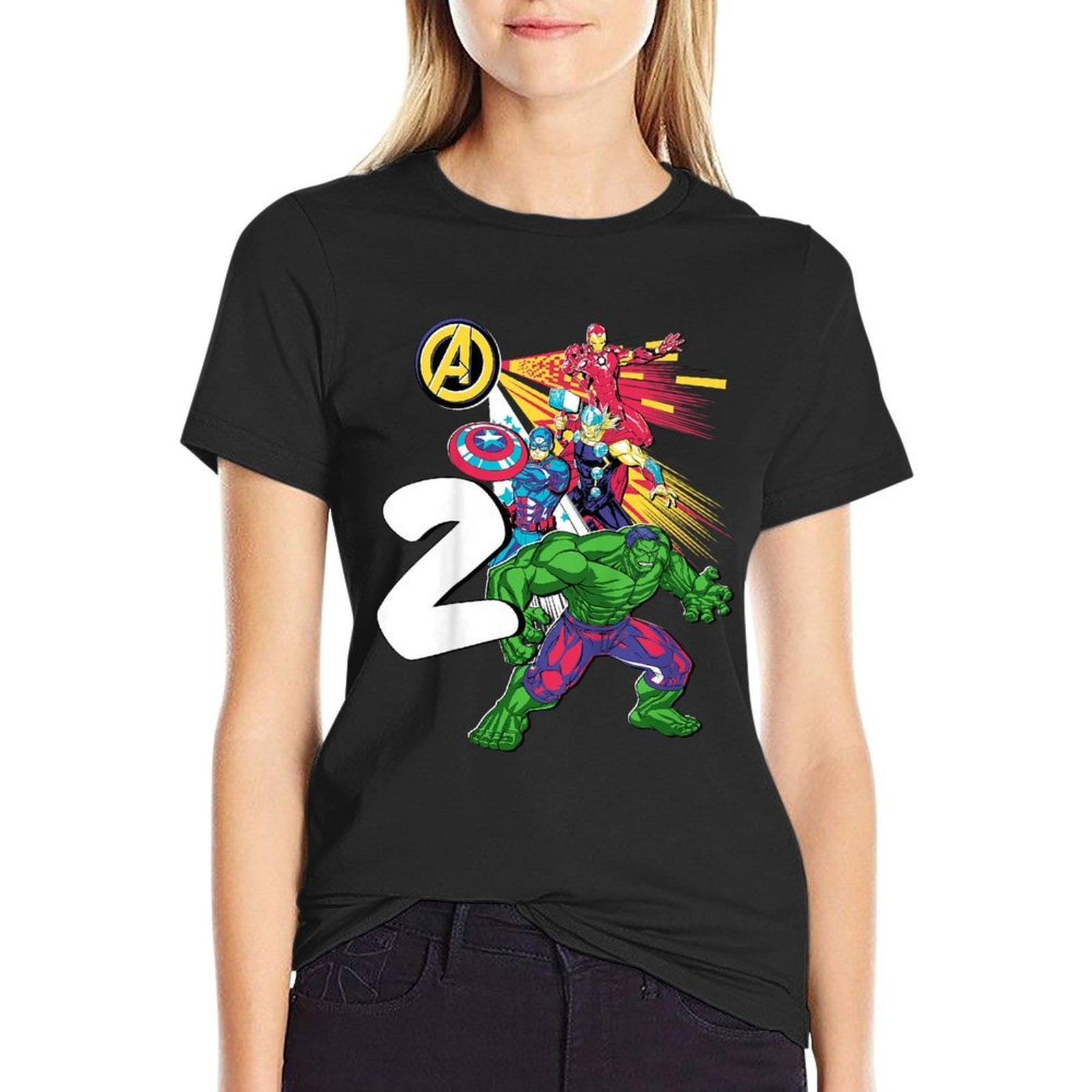 Marvel Super Heroes Avengers 2 Year Old Second Birthday  Tagless Design T-Shirt
